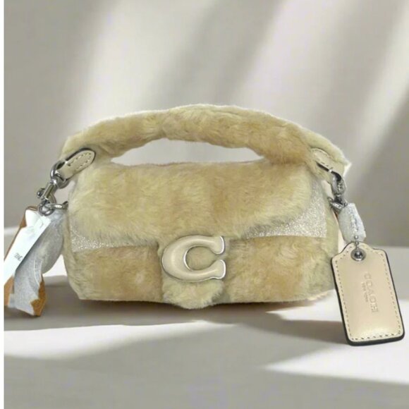 Coach Mini Tabby Bag 12 Shearling CQ168 Leather Cream Crossbody ORGPKG - Picture 1 of 15